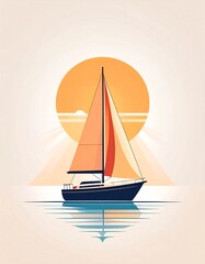 Sailing boat at sunset
