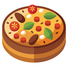 Festive fruitcake with nuts and dried fruits illustration