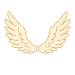 Flat vector illustration of a pair of beige angel wings with a simple outline, isolated on a white background.