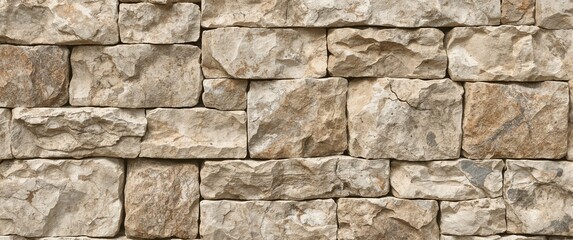 Fototapeta premium Stone Wall Texture: A weathered stone wall displays a timeless blend of earthy tones and rough textures, evoking feelings of strength, history, and enduring construction. 
