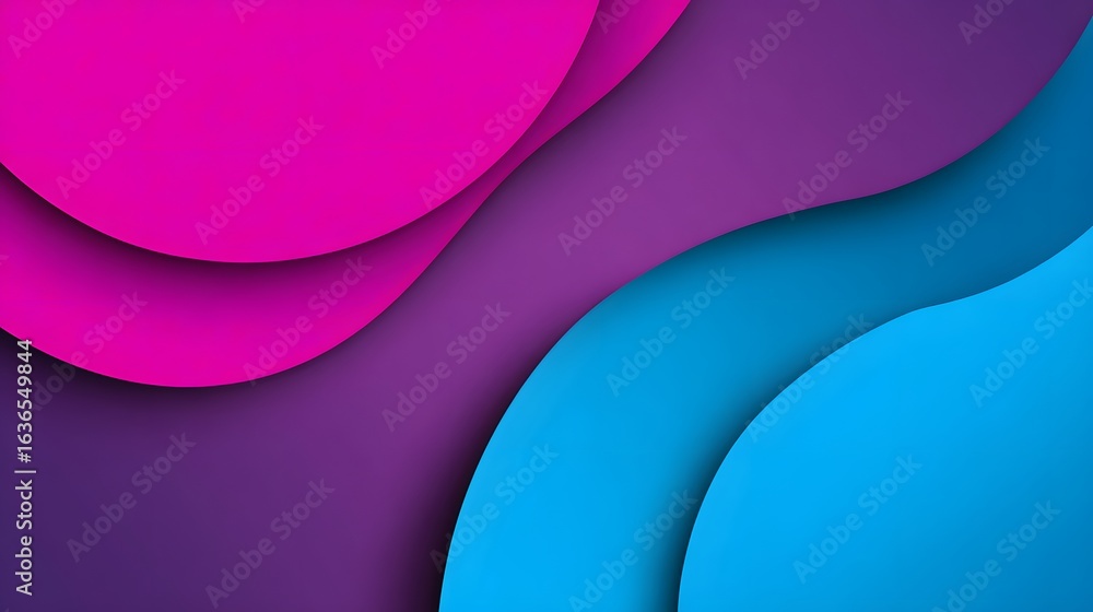 Poster abstract design with layered wavy shapes in vibrant colors.