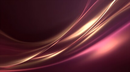 Dynamic Abstract Luminous Gold and Magenta Waves on Dark Purple Background