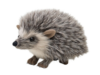 Fototapeta premium PNG of A realistic plush hedgehog, showcasing its textured fur and adorable features, perfect for cuddling or as a decorative item. - on Transparent or White BG