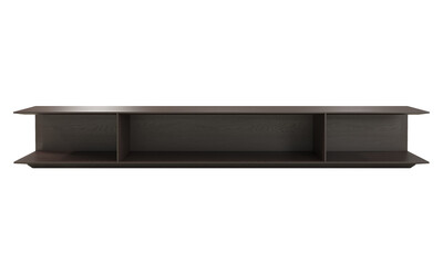 Dark brown veneer behind sofa coffee table with a bottom shelf. 3d render