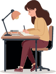 Silhouette vector illustration of a boy reading a book, a flat icon for education.