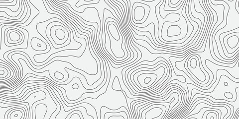 Abstract black and white topographic contour line pattern. Minimalist elevation map style background, perfect for geography, terrain, or scientific design concepts in modern graphic projects.