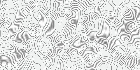 Obraz premium Abstract black and white topographic contour line pattern. Minimalist elevation map style background, perfect for geography, terrain, or scientific design concepts in modern graphic projects.