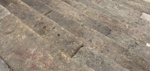 Close-Up View of Aged Stone Steps with Weathered Texture