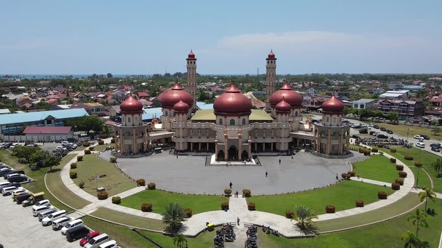 Aerial View of Grand Mosque Landmark in West Aceh, Indonesia