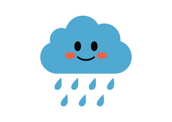 Smiling rain cloud Vector Illustration, Smiling rain cloud Icon