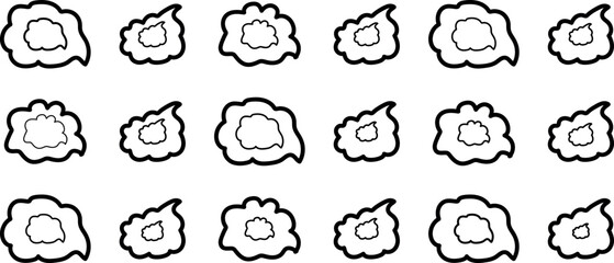Whimsical Kids’ Art Crayon Cloud Pack – Hand-Drawn Cartoon Shapes for Fun and Black Line Design Projects


