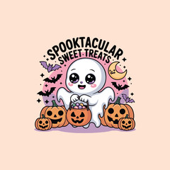 Ghost Surrounded by Pumpkin Friends

