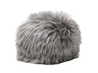 PNG of A soft, fluffy gray fur hat, showcasing luxurious texture and warmth, perfect for winter fashion. - on Transparent or White BG