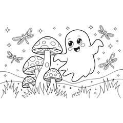 Happy Ghost in Mushroom Field

