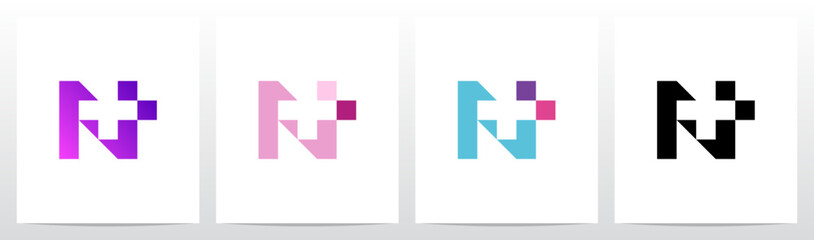 Plus Cross Square Negative Space Modern Letter Initial Logo Design N
