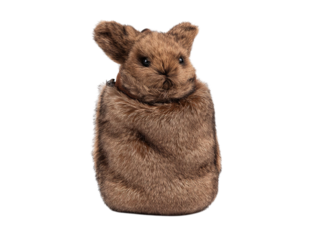 PNG of Adorable brown plush bunny with realistic features, perfect for cuddling or as a decorative piece. - on Transparent or White BG