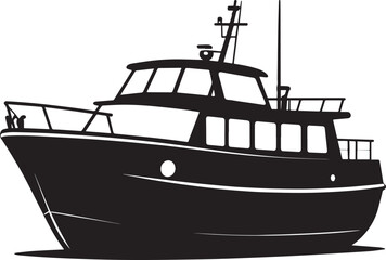 Canal Boat Silhouette in Black | Traditional Narrowboat Illustration Vector