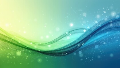 Digital blue, green wave pattern with halftone dots, bright light effects. Smooth flow of abstract gradient lines creates dynamic, futuristic motion. Perfect for technology, science, or nature themes.