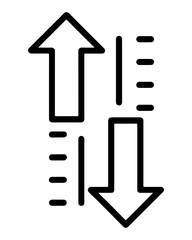 Up and down arrows indicating directional change or comparison