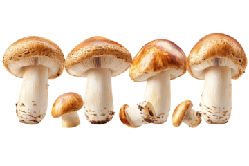 Fresh Edible Mushrooms on Display, Various Sizes and Styles