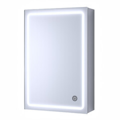 Modern Illuminated Bathroom Medicine Cabinet with Integrated Power Symbol for Smart Home Integration