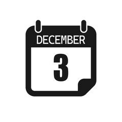 Vector icon page day calendar - 3 December month