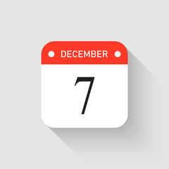 Vector icon page day calendar - 7 December month