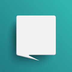 White square speech bubble on green background