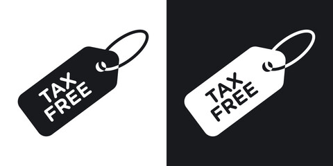 Tax free icon in black and white glyph versions