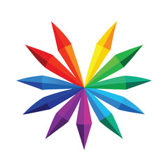 Rainbow blade fractals colorful light design vector art illustration