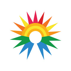 Rainbow echo burst spectrum waves artwork vector art illustration