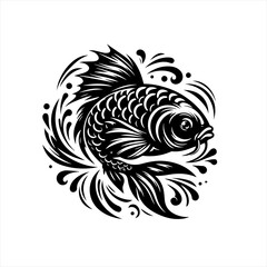Black and White Fish Illustration 1.
