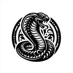 Fototapeta premium Black Cobra Snake Tattoo Design.