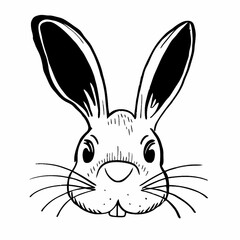 rabbit face head vector illustration of a rabbit silhouette