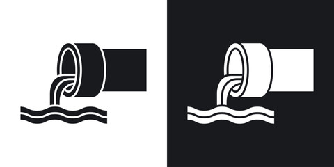 Waste water icon in black and white glyph versions