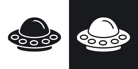 Fototapeta premium UFO icon in black and white glyph versions