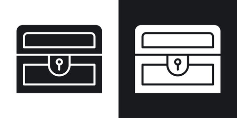 Obraz premium Treasure chest icon in black and white glyph versions