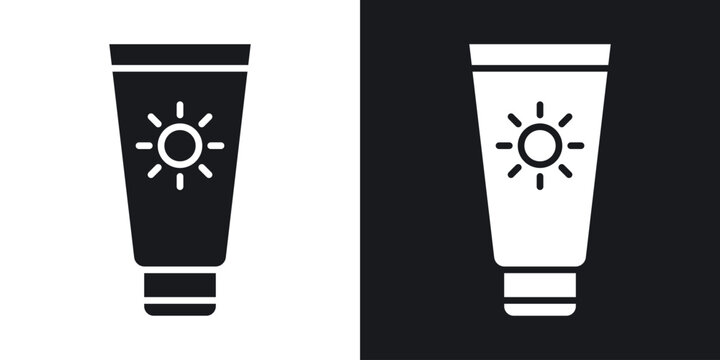 Sunscreen icon in black and white glyph versions