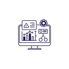 Computer screen displaying analytics and alerts isolated on a white background