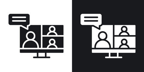 Online meeting icon in black and white glyph versions