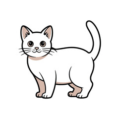 Obraz premium Cute cartoon drawing of a fluffy white kitten standing