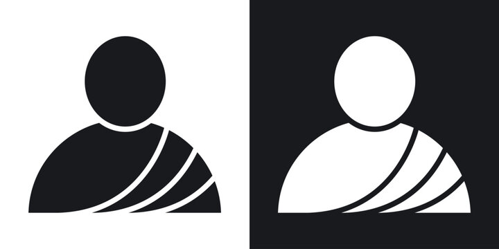 Monk icon in black and white glyph versions