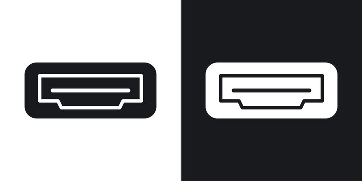 HDMI icon in black and white glyph versions