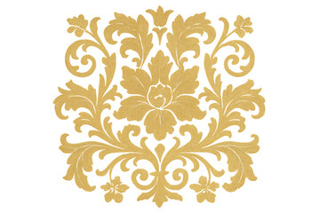 Elegant golden floral damask pattern, perfect for adding a touch of luxury to designs with its transparent background