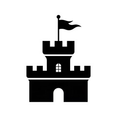 Medieval Castle Icon Black and White Fortress Illustration