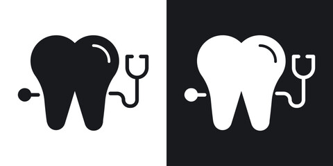 Dental care icon in black and white glyph versions