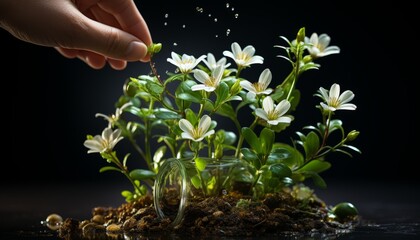 Fototapeta premium sprout of a seedling in human hands, ecology and life of plants.