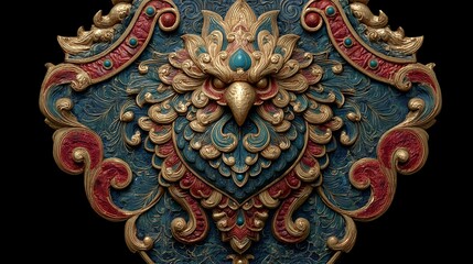 Fractal Ornament Composition with Symmetrical Relief Motifs – Fantasy Art Visual for Generative AI Wellness Branding