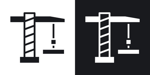 Crane icon in black and white glyph versions