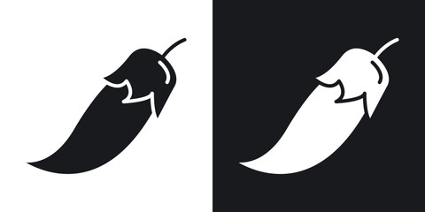 Chili icon in black and white glyph versions